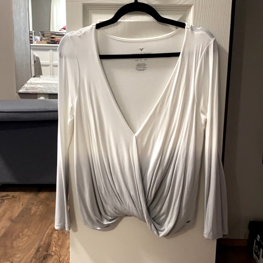 White & Grey Ombré soft long sleeve shirt